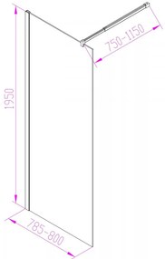 Walker 80x195 cm Walk in zuhanyfal