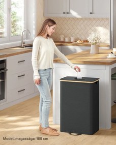 ECOVIA szelektív hulladékgyűjtő palackokhoz és dobozokhoz, 100l, fekete/bézs SongmicsHome