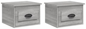 2 db szürke sonoma falra szerelhető éjjeliszekrény 41,5x36x28cm