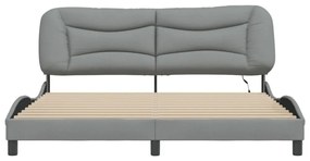 világosszürke szövet ágykeret LED-es matrac nélkül 180 x 200 cm