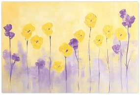 Kép - Lila és sárga virágok (90x60 cm)