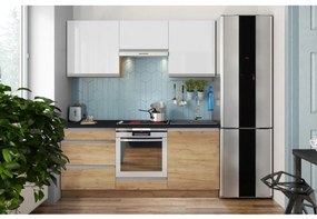 Konyhablokk MARINA 180 cm, craft tölgy/fényes fehér