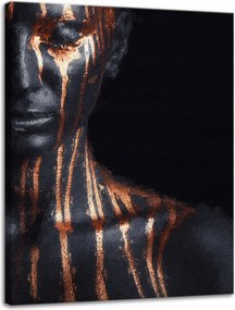 Vászonkép Fekete Nő Barna Csíkos Művészet 30x40 cm