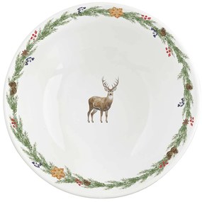Karácsonyi porcelán mély nagy tál 15 cm szarvas mintás White Forest