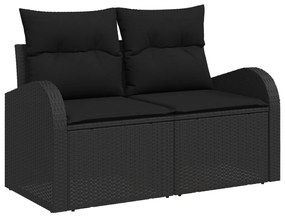 8 darabos kertibútor szett párnákkal fekete poli rattan akáciával
