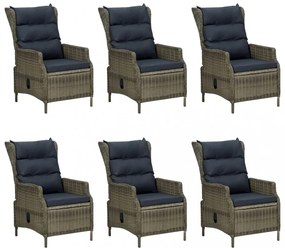 7 részes barna kültéri polyrattan étkezőszett párnákkal
