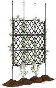 Outsunny összecsukható kerti támrács — PE-bevonatos acél kúszónövény-támogató, 85 x 2 x 197 cm, fekete | Aosom