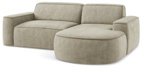 Bézs zsenília sarokkanapé (jobb oldali-heverő résszel) Omao – Makamii