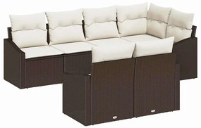 vidaXL Kerti Kanapé Szett párnával 7 pcs Barna és fehér polirattan