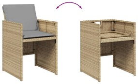 4 db vegyes bézs polyrattan kerti szék párnával