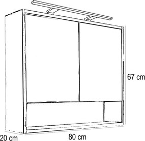 Luna 80 felső tükrös szekrény, Sonoma tölgy