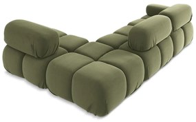 Világoszöld bársony moduláris sarokkanapé (jobb oldali) Lokua – Makamii