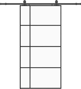 vidaXL fekete ESG üveg tolóajtó fémszerelvény-szettel 102,5x205 cm