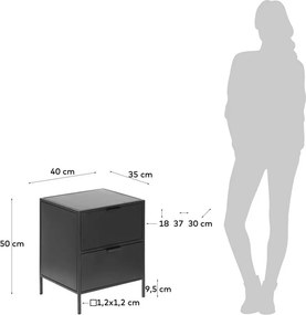 Fekete acél éjjeliszekrény Shantay – Kave Home