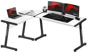 Gamer asztal sarokasztal íróasztal 147x112cm fehér
