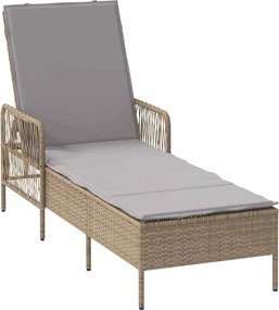 vidaXL Napozó Beige és Világosszürke 55 x 200 x 92 cm polirattan