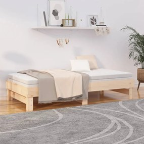 tömör fenyőfa kihúzható kanapéágy 2x(75x190) cm