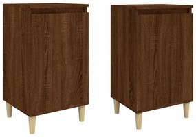 2 db barna tölgyszínű szerelt fa éjjeliszekrény 40x35x70 cm