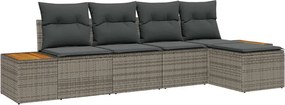 vidaXL Kerti Kanapé Szett párnával tárolóval 6 pcs Szürke Polyrattan