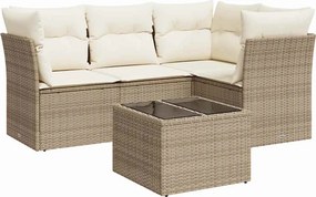 vidaXL 5 részes bézs polyrattan kerti ülőgarnitúra párnákkal