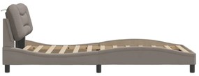 tópszínű szövet ágykeret LED-ekkel matrac nélkül 100x200 cm