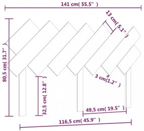 fehér tömör fenyőfa ágyfejtámla 141x3x80,5 cm