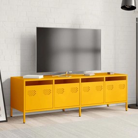 mustársárga hidegen hengerelt acél TV-szekrény 135x39x43,5 cm