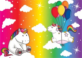 Fotótapéta Unikornisok Szivárvány Vinyl mese Gyerek 208x146 +ragasztó