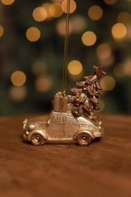 LUX arany karácsonyfadísz autó 6cm