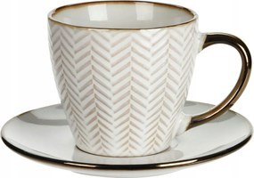 Kerámia csésze csészealjjal Queen 210 ml kávéhoz arany glamour fogantyú