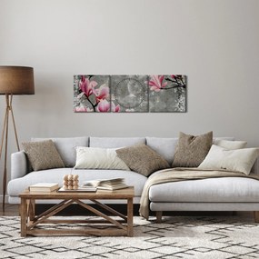 Kép virággal (órával) (90x30 cm)