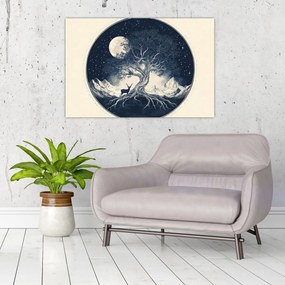 Kép – Mágikus fa szarvassal I. (90x60 cm)