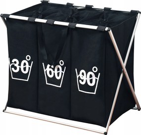 Összecsukható Poliészter Szennyestartó Kosár Rekesszel 63 X 57 X 38CM Fekete 150L