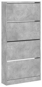 betonszürke cipőszekrény 4 kihajtható fiókkal 80x21x163,5 cm