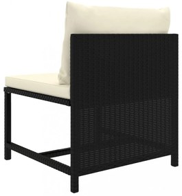 fekete polyrattan elemes középső kanapé párnákkal
