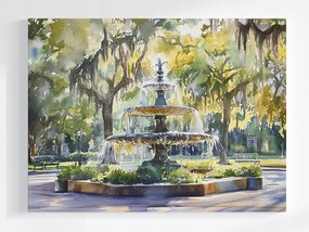 Vászonkép Canvas Szökőkút Park Város Fák Tavasz Zöld 100x75