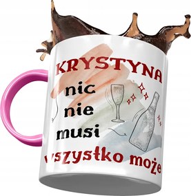 Rózsaszín Bögre Krisztina Barátnőnek Ajándék Nyomtatott Fotóval