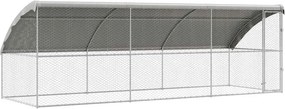 vidaXL Kutyaház tárolóval 3 pcs Ezüst 6 x 2 x 2 m Horganyzott acél