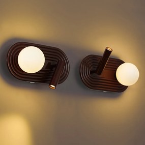 2 db-os retro fali lámpa barna, 3 fokozatban szabályozható LED-del és USB-C-vel - Lila