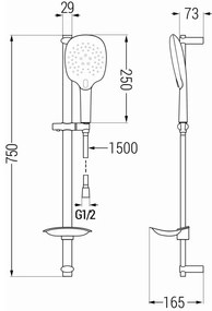Mexen zuhanygarnitúra DB22, króm, 785224584-00