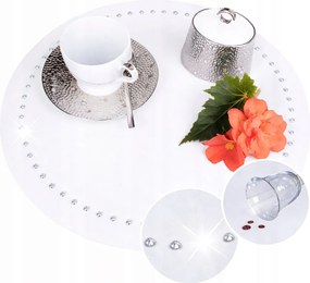 Asztali alátét kerek 40cm Glamour strassz Fehér Tányéralátét