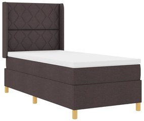 Boxspring Ágy Matrac Kétszemélyes Sötétbarna 90x200 cm Szövet