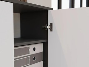 Aldabra Oliv 2D könyvespolc, irodai szekrény, 74x180x35 cm, antracit-fehér