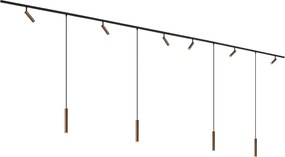 Modern sínrendszer 6 spotlámpával és 4 függőlámpa sötét bronz 1 fázisú - Slimline Uzzy Keno