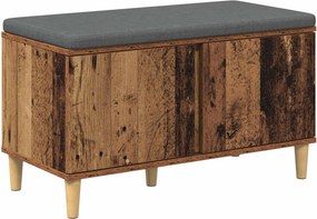vidaXL Előtér pad ajtóval Öreg fa 80 x 38 x 46 cm Műanyag Fa és Szövet