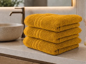 Fürdőlepedő CLASSIC COLOR 70 x 140 cm mustárszínű, 100% pamut