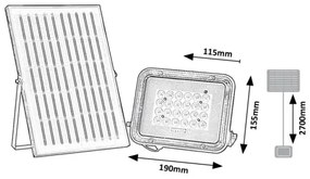 Rabalux 77141 - MELK LED napelemes reflektor 6,5W, 1000mAh, IP65