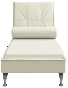 krémszínű bársony masszírozó dívány hengerpárnával