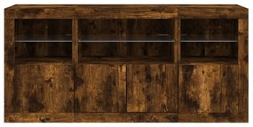 füstös tölgy színű tálalószekrény LED-ekkel 142,5 x 37 x 67 cm