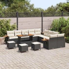 Kerti Kanapé Szett 14 pcs Fekete és krémszínű 110 x 55 x 71 cm